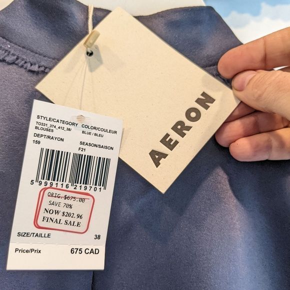 AERON BLUE sleeveless blouse size 6(38fr) BNWT - Picture 6 of 7